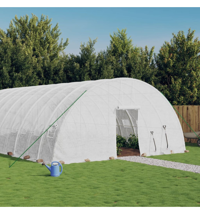 Serre avec cadre en acier blanc 96 m² 16x6x2,85 m | Mobilier & Déco
