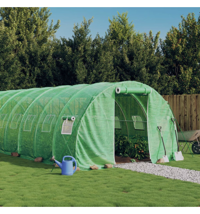 Serre avec cadre en acier vert 54 m² 18x3x2 m | Mobilier & Déco