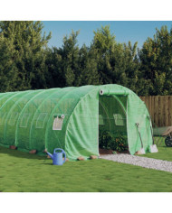 Serre avec cadre en acier vert 54 m² 18x3x2 m | Mobilier & Déco