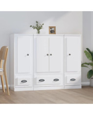 Buffets 3 pcs blanc brillant bois d'ingénierie | Mobilier & Déco