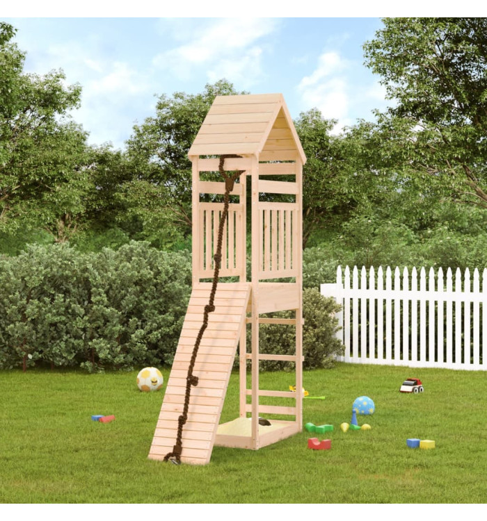 Maisonnette de jeu avec mur d'escalade bois massif de pin | Mobilier & Déco