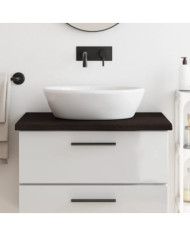 Comptoir de salle de bain marron foncé bois massif traité | Mobilier & Déco