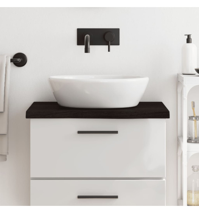 Comptoir de salle de bain marron foncé bois massif traité | Mobilier & Déco