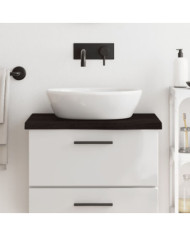 Comptoir de salle de bain marron foncé bois massif traité | Mobilier & Déco