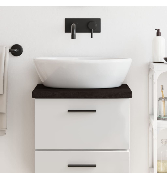 Comptoir de salle de bain marron foncé bois massif traité | Mobilier & Déco