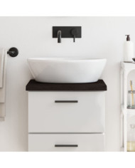 Comptoir de salle de bain marron foncé bois massif traité | Mobilier & Déco