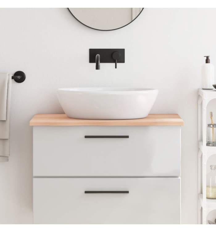 Comptoir de salle de bain 80x60x2 cm bois massif non traité | Mobilier & Déco