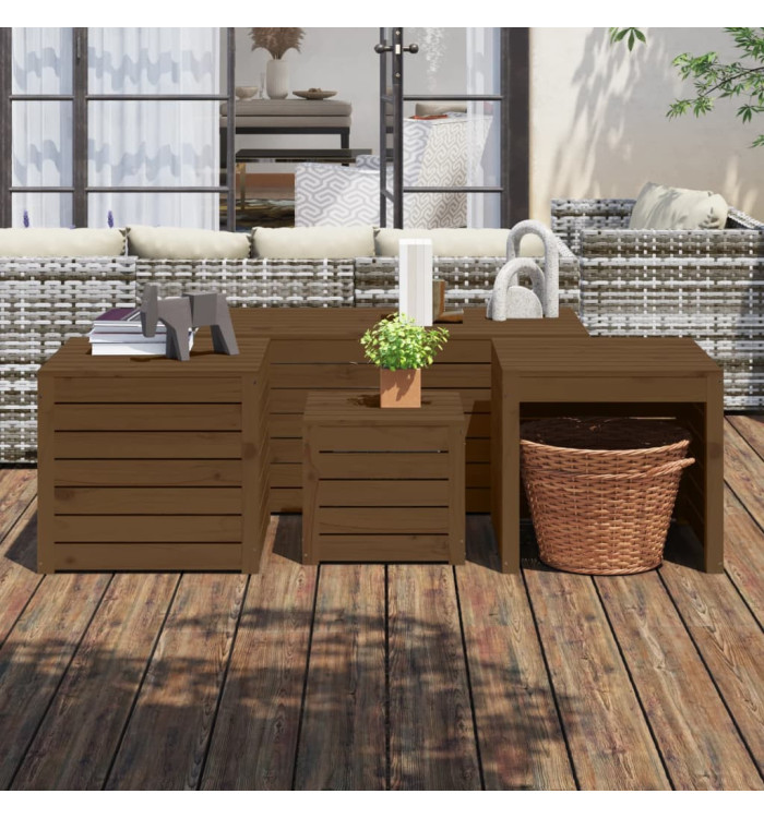 Ensemble de boîtes de jardin 4 pcs marron miel bois pin massif | Mobilier & Déco