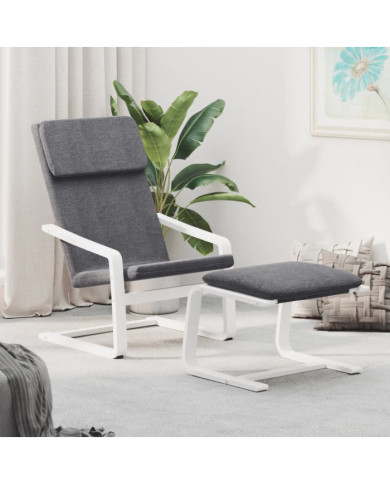 Chaise de relaxation avec repose-pied Gris foncé Tissu | Mobilier & Déco