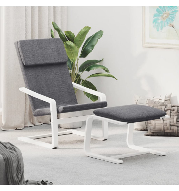 Chaise de relaxation avec repose-pied Gris foncé Tissu | Mobilier & Déco