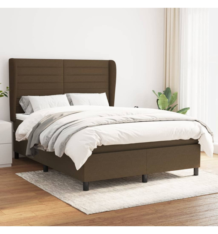 Sommier à lattes de lit avec matelas Marron foncé 140x190 cm | Mobilier & Déco