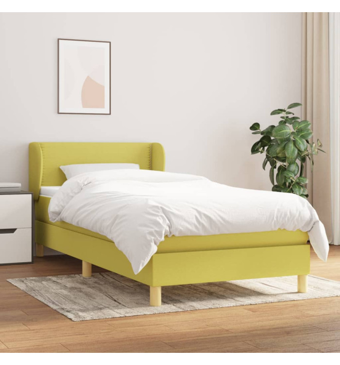 Sommier à lattes de lit avec matelas Vert 100x200 cm Tissu | Mobilier & Déco