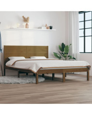 Cadre de lit sans matelas marron miel 120x200 cm pin massif | Mobilier & Déco
