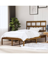 Cadre de lit sans matelas marron miel bois massif 120x200 cm | Mobilier & Déco