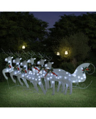 Décoration de Noël Renne et traîneau 140 LED extérieur blanc | Mobilier & Déco