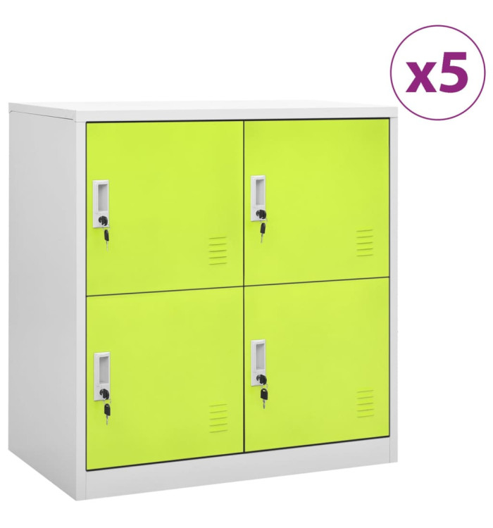 Armoires à casiers 5 pcs Gris clair et vert 90x45x92,5 cm Acier | Mobilier & Déco