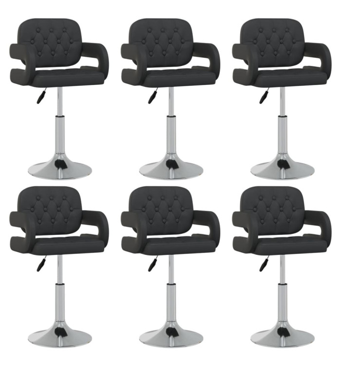 Chaises pivotantes à manger lot de 6 noir similicuir | Mobilier & Déco