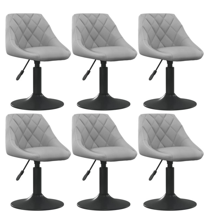 Chaises pivotantes à manger lot de 6 gris clair velours | Mobilier & Déco