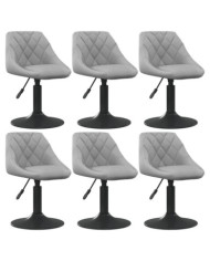 Chaises pivotantes à manger lot de 6 gris clair velours | Mobilier & Déco