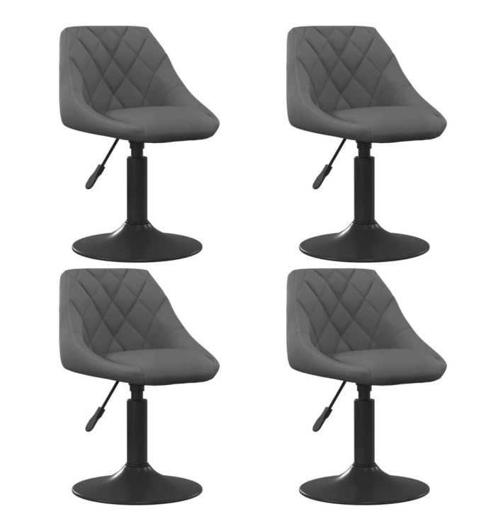 Chaises pivotantes à manger lot de 4 gris foncé velours | Mobilier & Déco