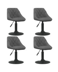Chaises pivotantes à manger lot de 4 gris foncé velours | Mobilier & Déco