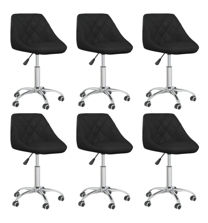 Chaises pivotantes à manger lot de 6 noir similicuir | Mobilier & Déco