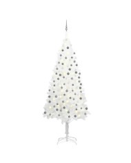 Arbre de Noël artificiel pré-éclairé et boules blanc 240 cm | Mobilier & Déco