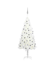 Arbre de Noël artificiel pré-éclairé et boules blanc 180 cm | Mobilier & Déco