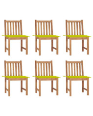 Chaises de jardin lot de 6 avec coussins Bois de teck massif | Mobilier & Déco