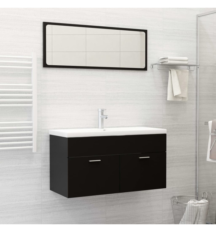 Ensemble de meubles de salle de bain Noir Aggloméré | Mobilier & Déco