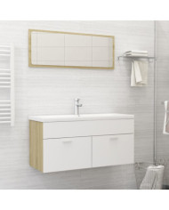 Ensemble de meubles de bain Blanc et chêne sonoma Aggloméré | Mobilier & Déco