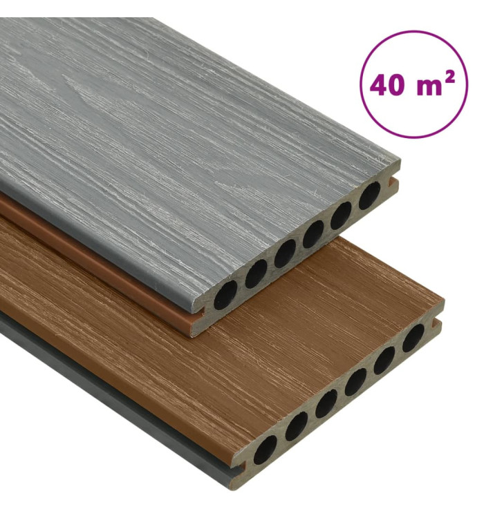 Panneaux de terrasse et accessoires WPC Marron/gris 40 m² 2,2 m | Mobilier & Déco