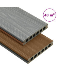 Panneaux de terrasse et accessoires WPC Marron/gris 40 m² 2,2 m | Mobilier & Déco