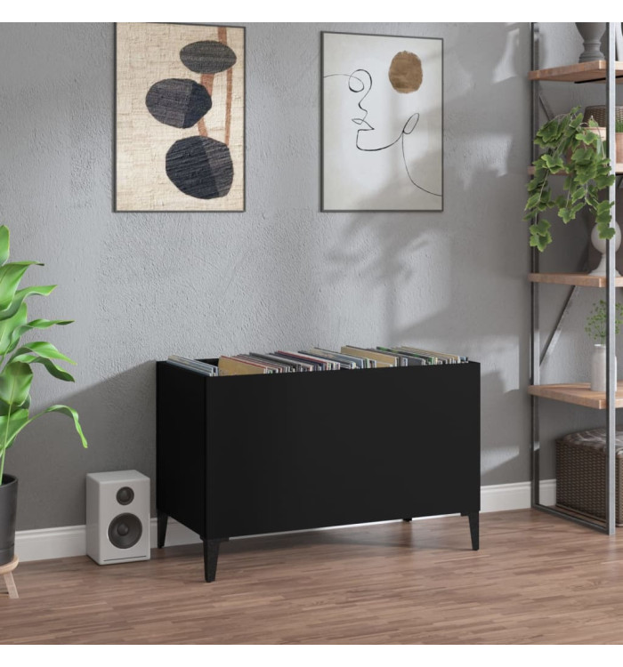 Armoire à disques noir 74,5x38x48 cm bois d'ingénierie | Mobilier & Déco