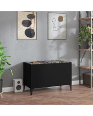 Armoire à disques noir 74,5x38x48 cm bois d'ingénierie | Mobilier & Déco