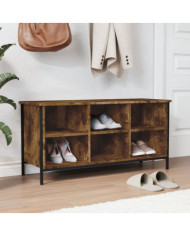 Armoire à chaussures chêne fumé 100x35x50 cm bois d'ingénierie | Mobilier & Déco