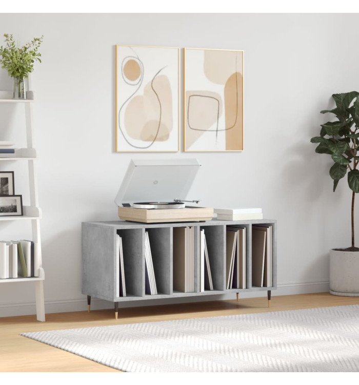Armoire à disques gris béton 100x38x48 cm bois d'ingénierie | Mobilier & Déco