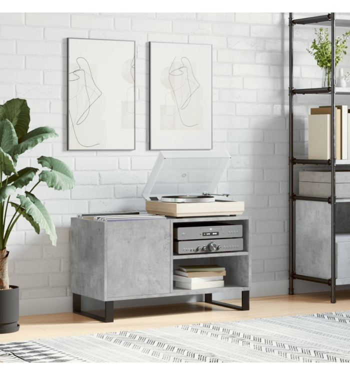 Armoire à disques gris béton 85x38x48 cm bois d'ingénierie | Mobilier & Déco