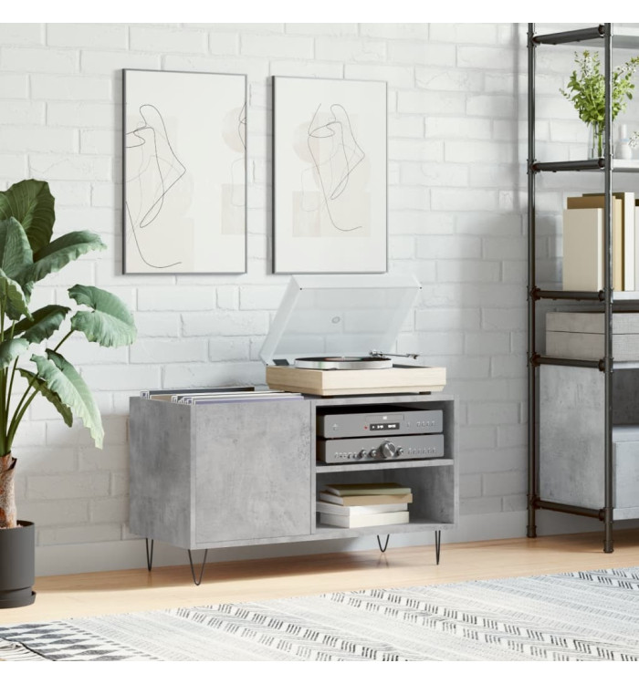 Armoire à disques gris béton 85x38x48 cm bois d'ingénierie | Mobilier & Déco