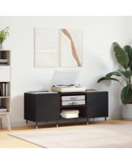 Armoire à disques noir 121x38x48 cm bois d'ingénierie | Mobilier & Déco