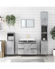 Armoire salle de bain gris béton 80x33x60cm bois d'ingénierie | Mobilier & Déco