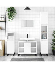Armoire de salle de bain blanc 80x33x60 cm bois d'ingénierie | Mobilier & Déco