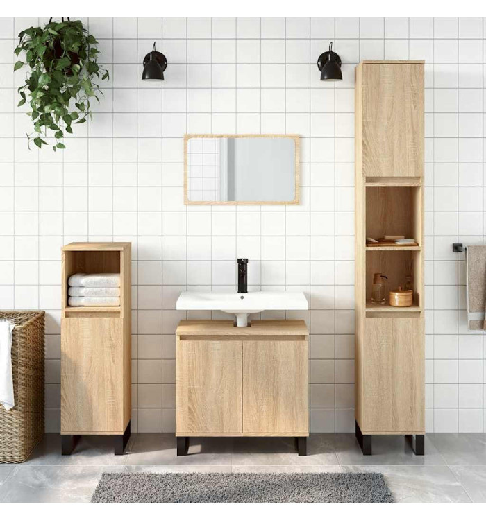 Armoire de bain chêne sonoma 58x33x60 cm bois d'ingénierie | Mobilier & Déco