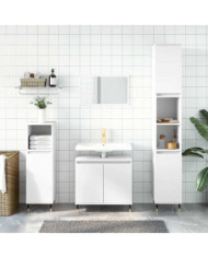 Armoire de salle de bain blanc 58x33x60 cm bois d'ingénierie | Mobilier & Déco