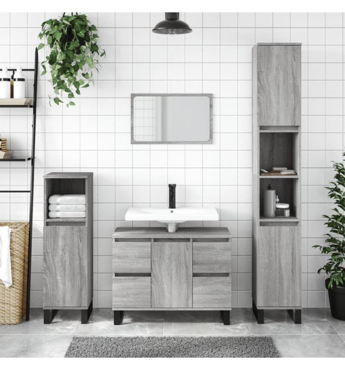 Armoire salle de bain sonoma gris 30x30x100 cm | Mobilier & Déco
