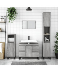 Armoire salle de bain sonoma gris 30x30x100 cm | Mobilier & Déco