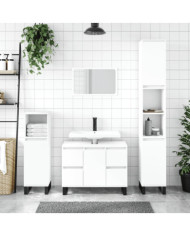 Armoire de salle de bain blanc 30x30x100 cm bois d'ingénierie | Mobilier & Déco