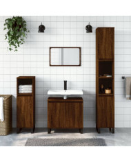 Armoire de bain chêne marron 30x30x190 cm bois d'ingénierie | Mobilier & Déco