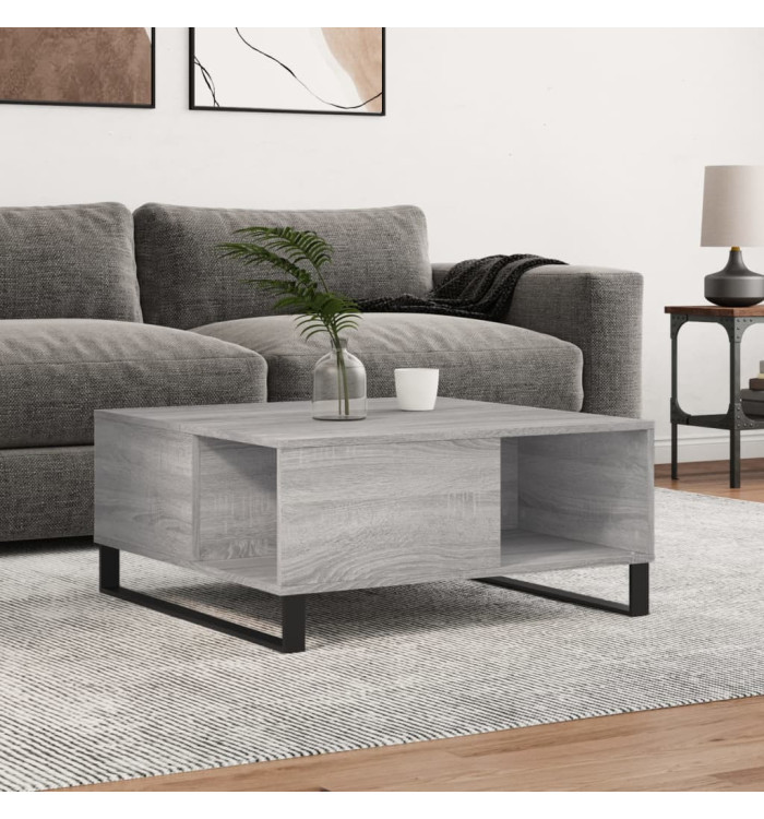 Table basse sonoma gris 80x80x36,5 cm bois d'ingénierie | Mobilier & Déco