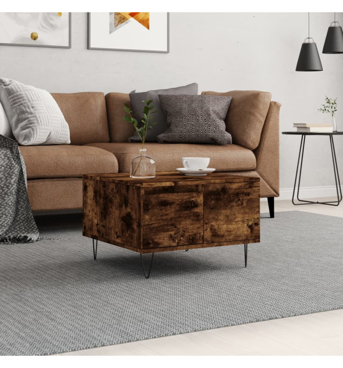 Table basse chêne fumé 55x55x36,5 cm bois d'ingénierie | Mobilier & Déco